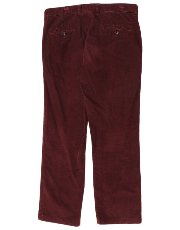 Dockers Mens Straight Corduroy Trousers W34 L29 Burgundy Cotton