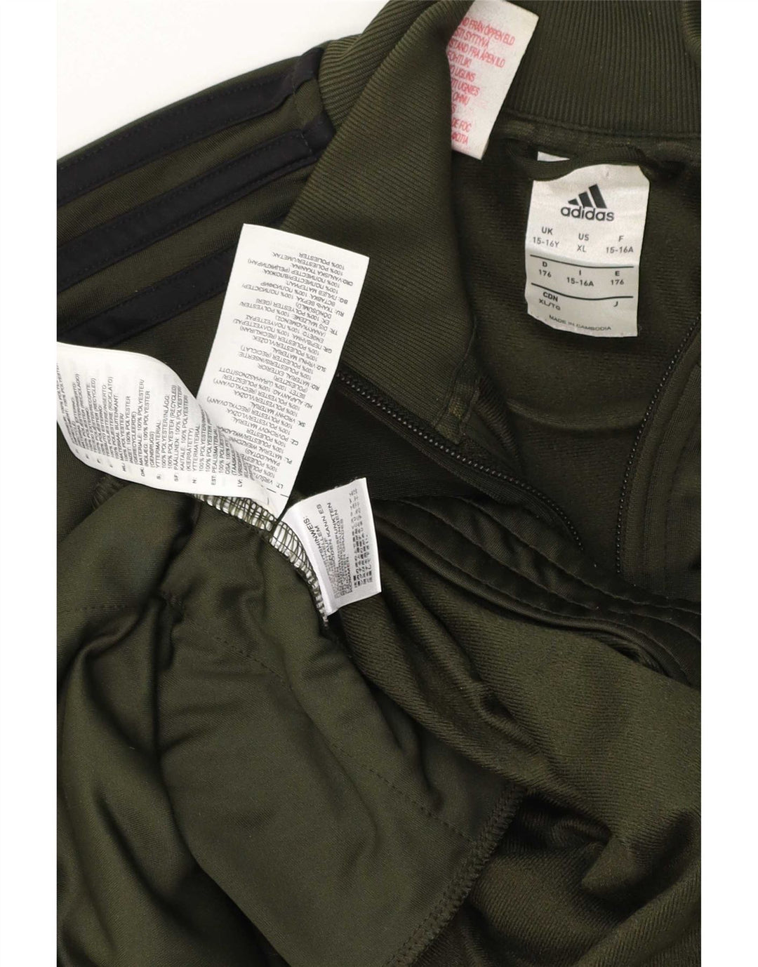 Veste de survêtement Adidas Garçon 15-16 ans Vert Polyester