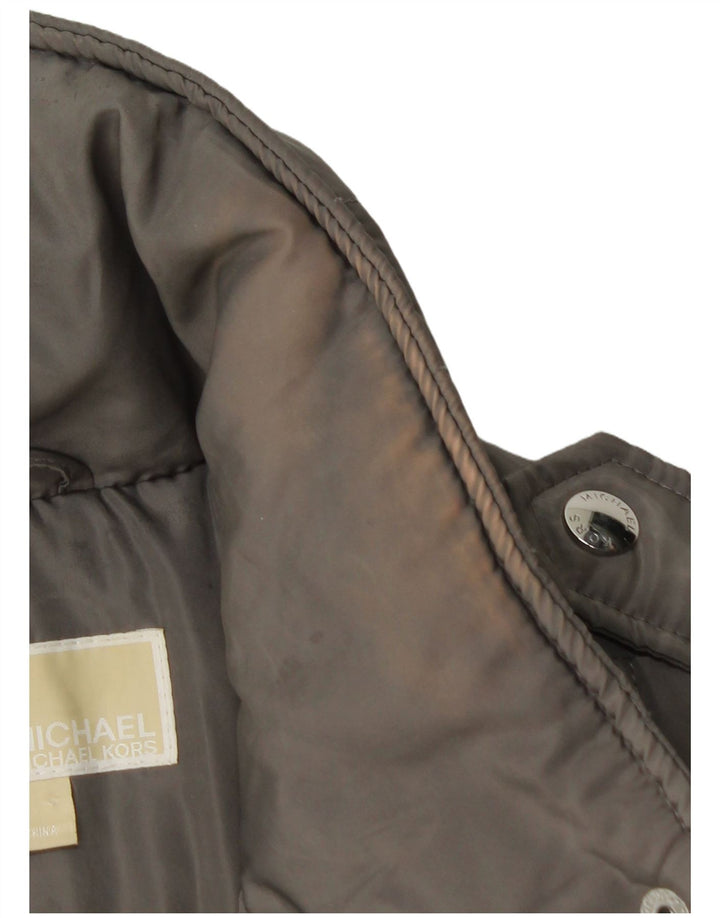 MICHAEL KORS Womens Hooded Military Padded Jacket UK 14 Medium Grey