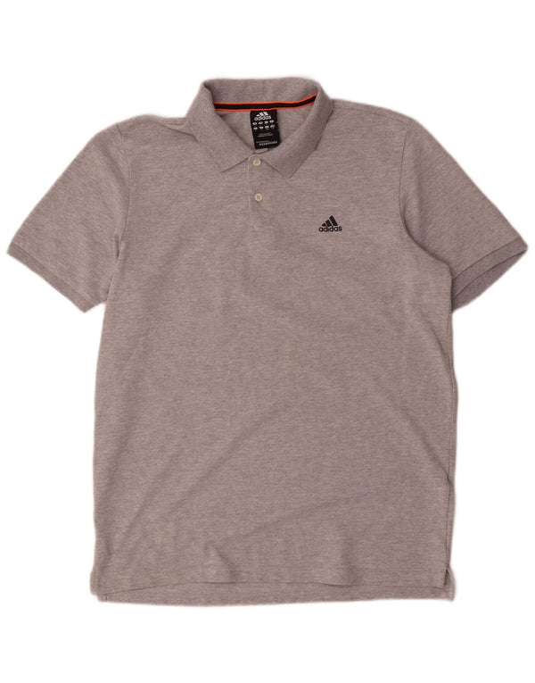 Polo Adidas Climalite da uomo grande in cotone grigio