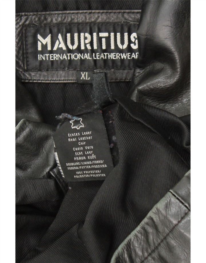 MAURITIUS Mens Leather Jacket UK 42 XL Black Leather Vintage Mauritius and Second-Hand Mauritius from Messina Hembry 