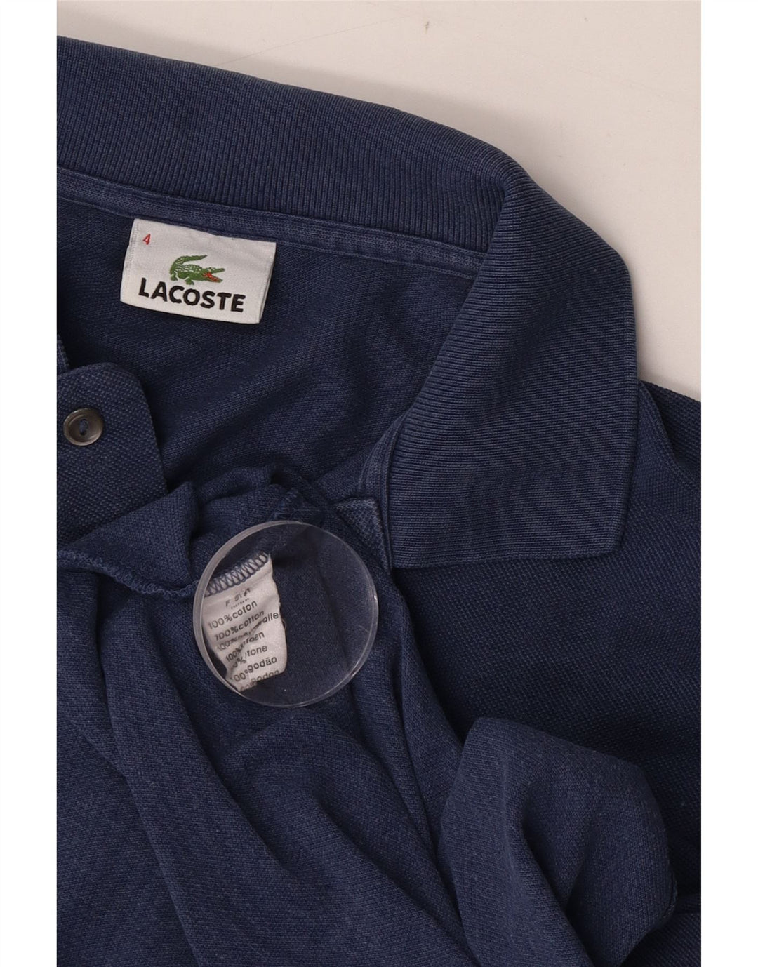 Lacoste Mens Polo Shirt Size 4 Medium Navy Blue Cotton
