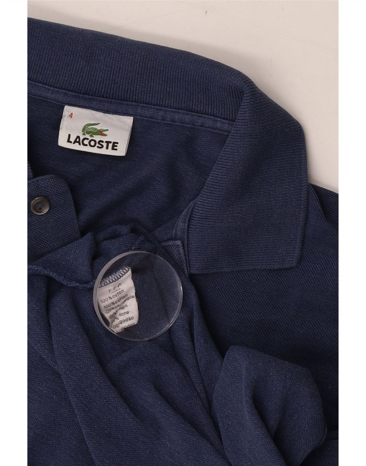 Lacoste Mens Polo Shirt Size 4 Medium Navy Blue Cotton