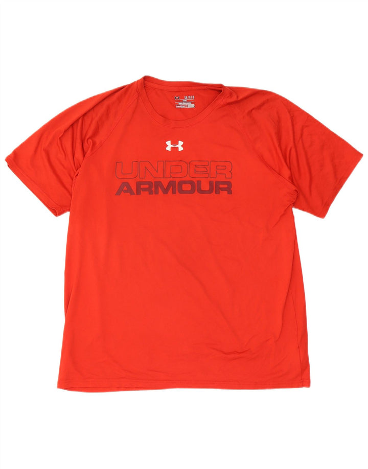 Under Armour Mens Heat Gear Graphic T-Shirt Top Large Red Polyester