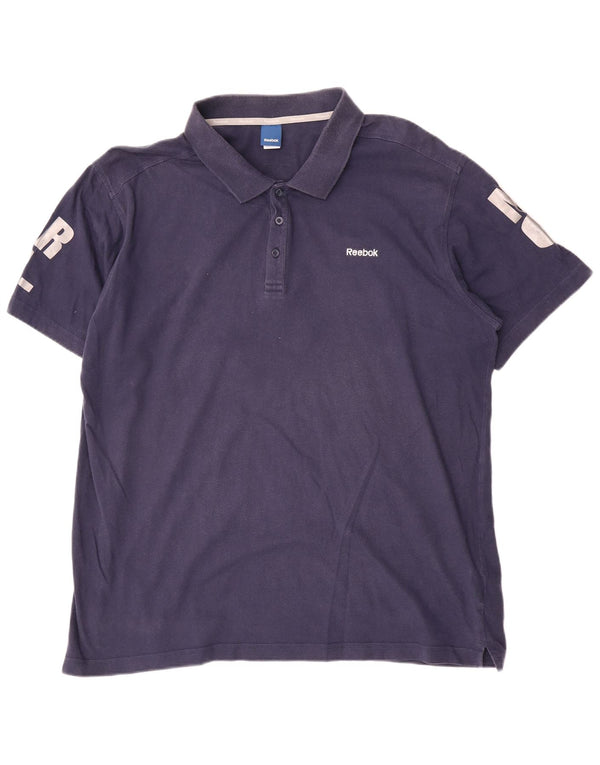 Reebok Mens Graphic Polo Shirt UK 58/60 2XL Navy Blue Cotton