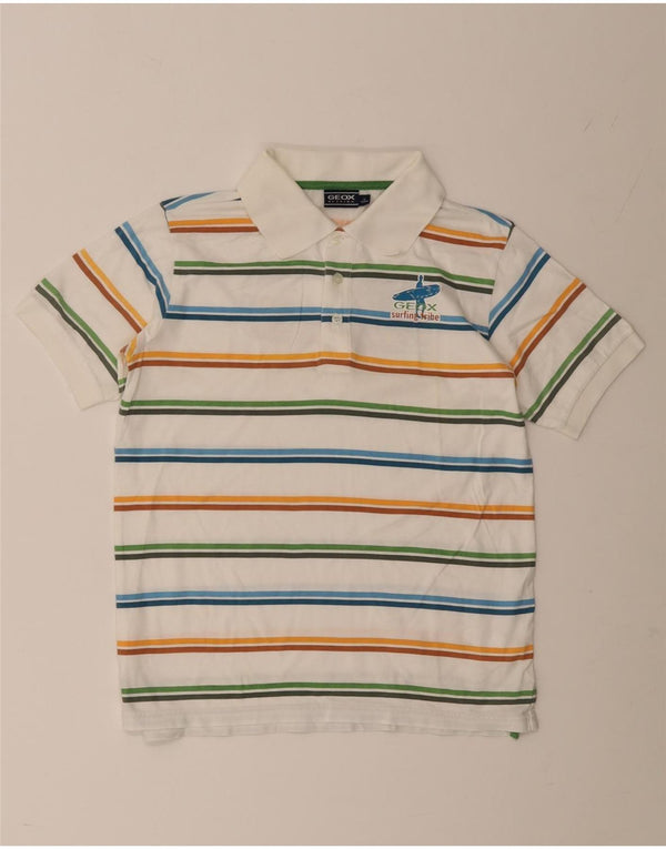 Polo Geox da ragazzo Respira Graphic 11-12 anni in cotone a righe bianche