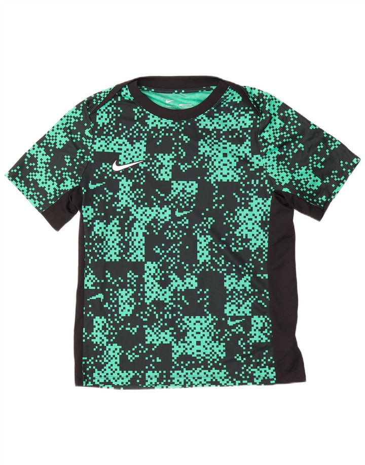 Nike Mens Dri Fit Abstract Pattern Slim T-Shirt Top Medium Green Polyester
