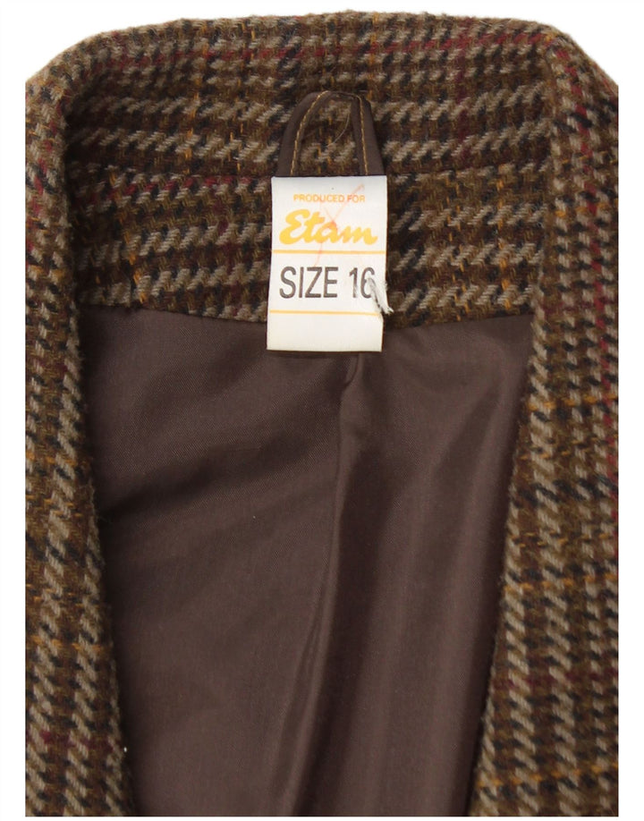 ETAM Veste Blazer Croisée Femme US 16 2XL Marron Carreaux Acrylique