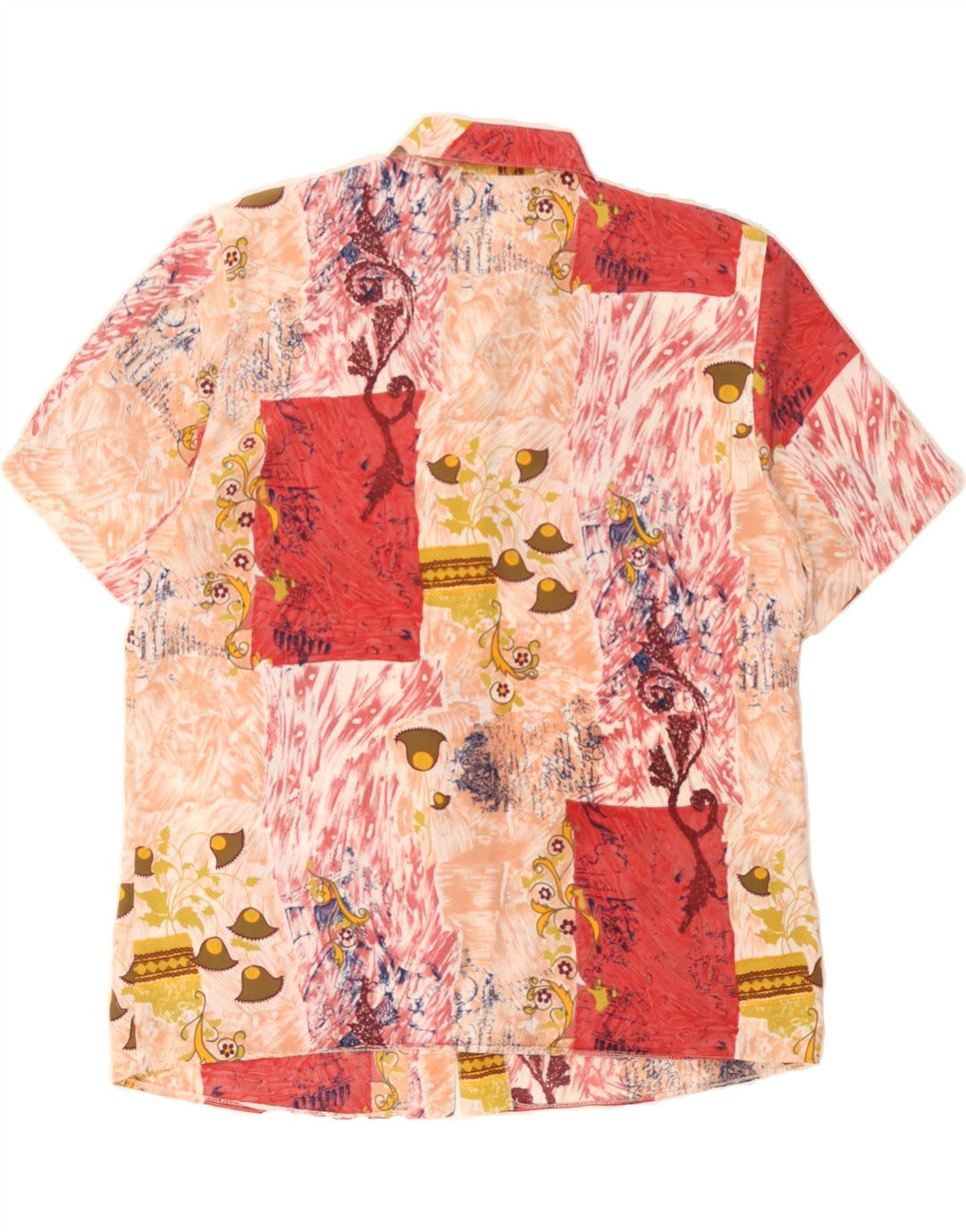 VINTAGE Womens Short Sleeve Shirt EU 44 XL Multicoloured Patchwork Cotton Vintage Vintage and Second-Hand Vintage from Messina Hembry 