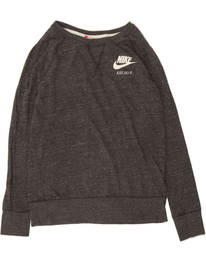 NIKE Womens Top Long Sleeve UK 14 Medium Grey Flecked Polyester Vintage Nike and Second-Hand Nike from Messina Hembry 