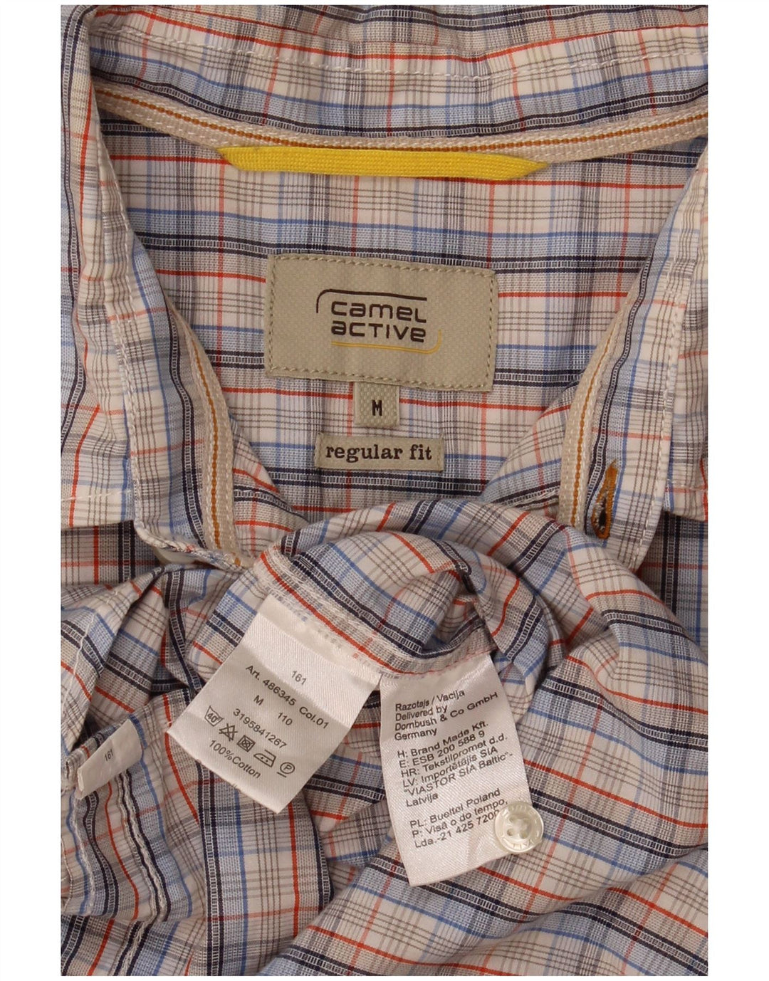 Camel Active Mens Short Sleeve Regular Fit Shirt Medium Blue Check Cotton