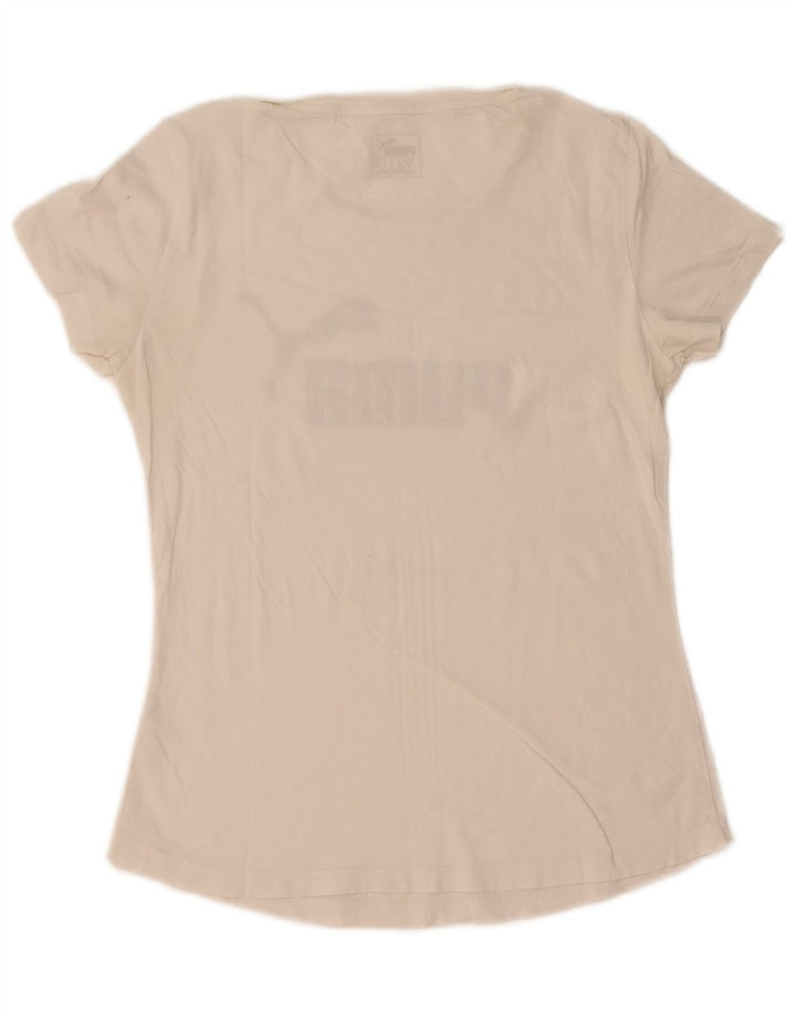 Puma Womens Graphic T-Shirt Top UK 10 Small White