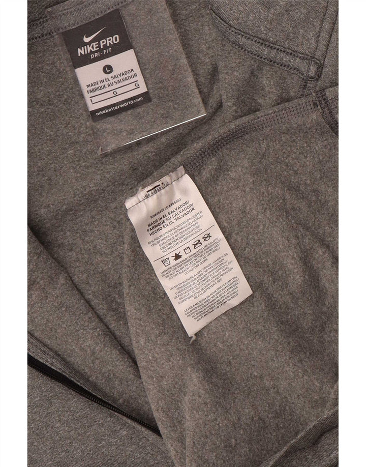 Top della tuta da ginnastica Nike Dri Fit con collo e zip da donna, UK 14, grande, grigio