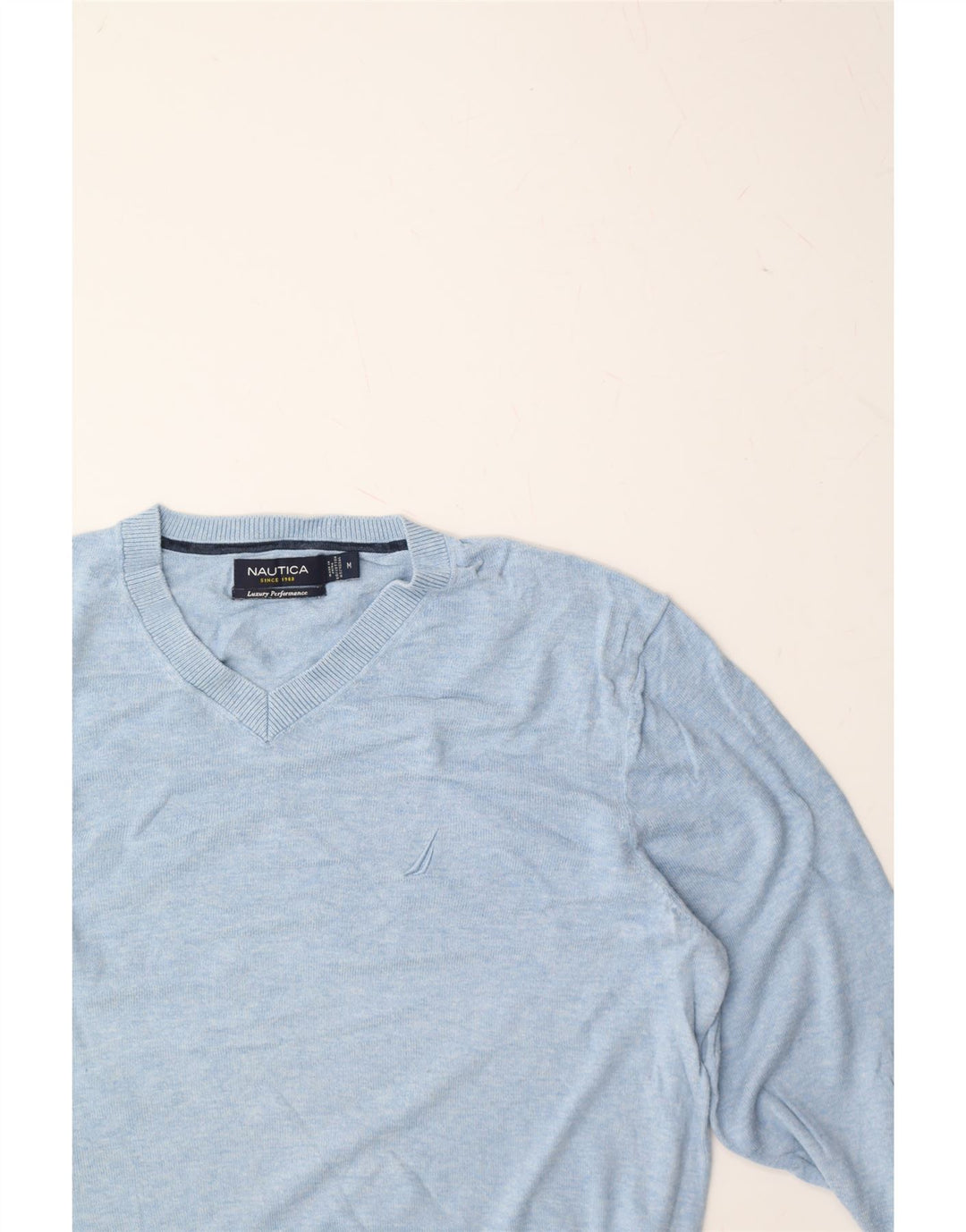 NAUTICA Mens V-Neck Jumper Sweater Medium Blue Cotton Vintage Nautica and Second-Hand Nautica from Messina Hembry 