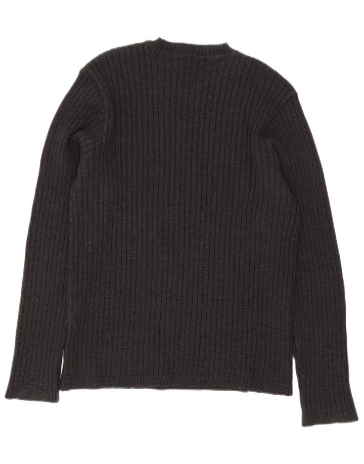 Zara Mens Crew Neck Jumper Sweater Medium Grey Wool