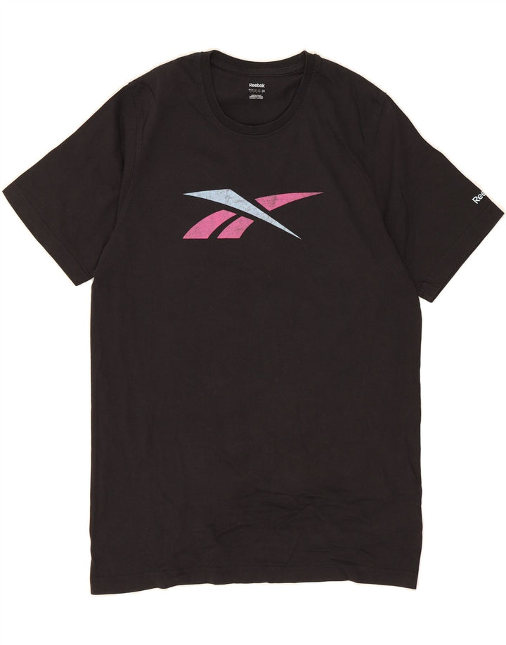 REEBOK Mens Graphic T-Shirt Top Large Black Cotton Vintage Reebok and Second-Hand Reebok from Messina Hembry 