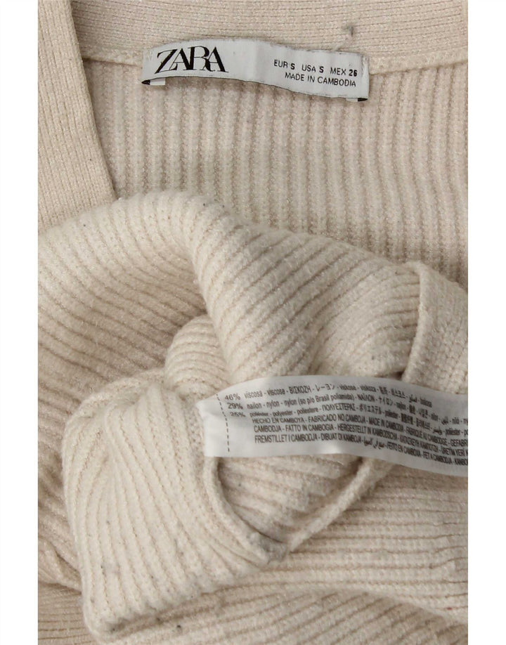 Zara Womens Oversized Cardigan Sweater UK 10 Small White Viscose