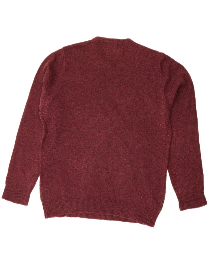 Marks & Spencer Herre Blue Harbor Crew Neck Jumper Sweater Medium Burgundy
