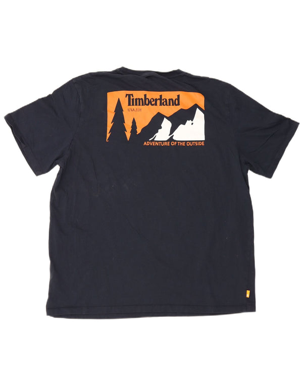 T-shirt grafica da uomo con vestibilità regolare Timberland Top 2XL in cotone blu navy