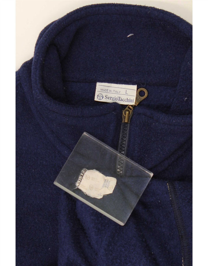 Sergio Tacchini herre lynlås hals fleece jumper stor marineblå polyester