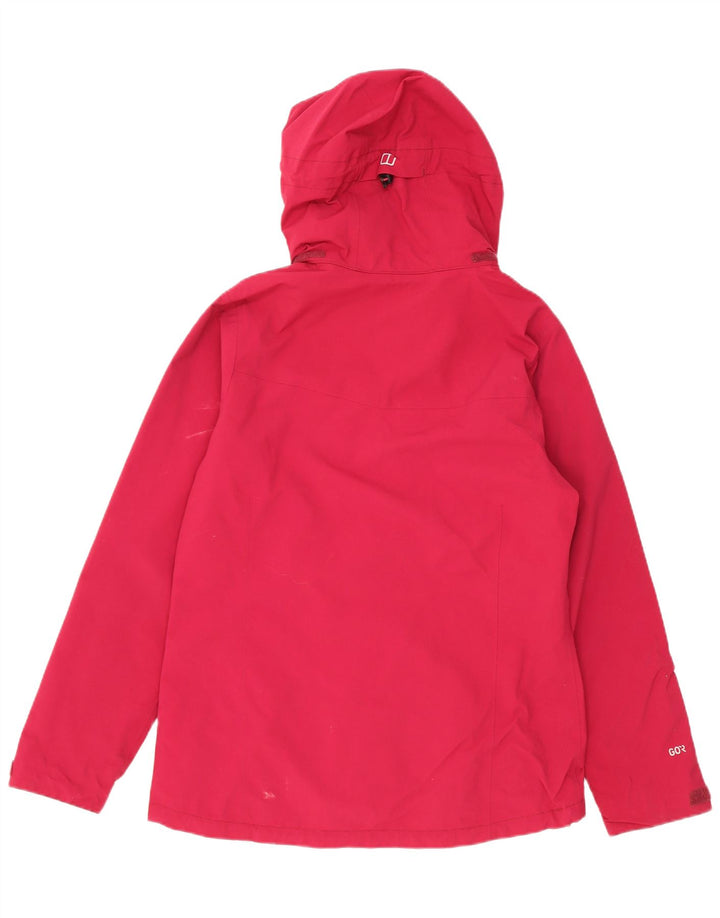 BERGHAUS Womens Hooded Raincoat UK 12 Medium Pink Polyamide