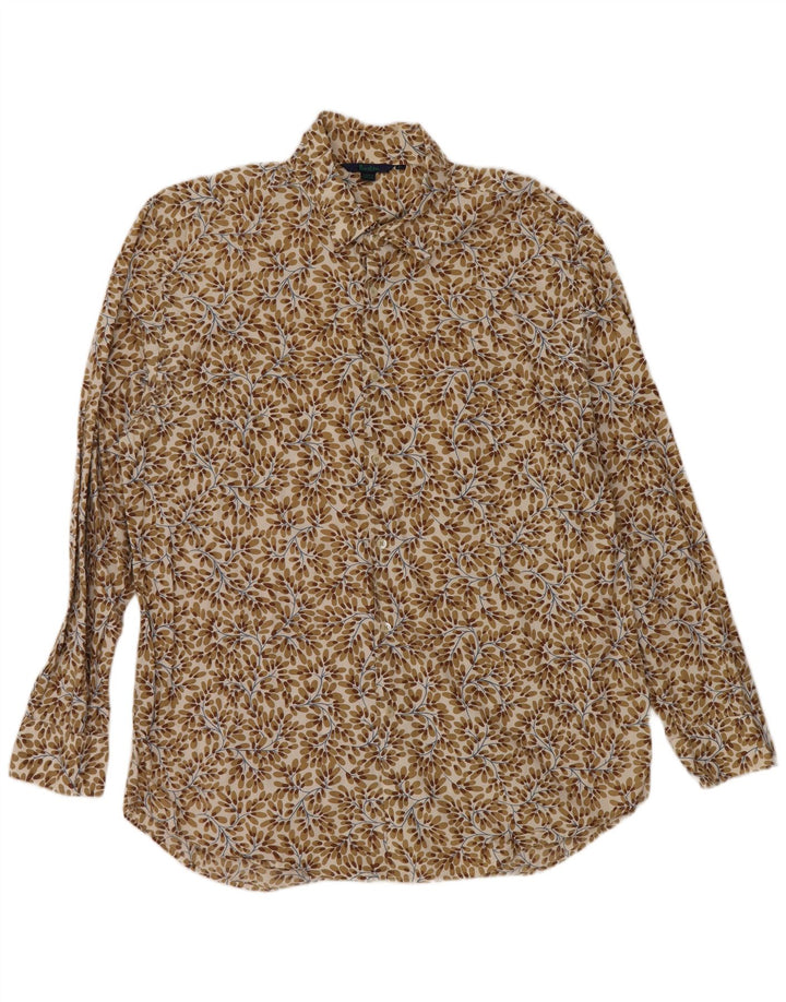 Boden Mens Shirt XL Brown Floral Cotton