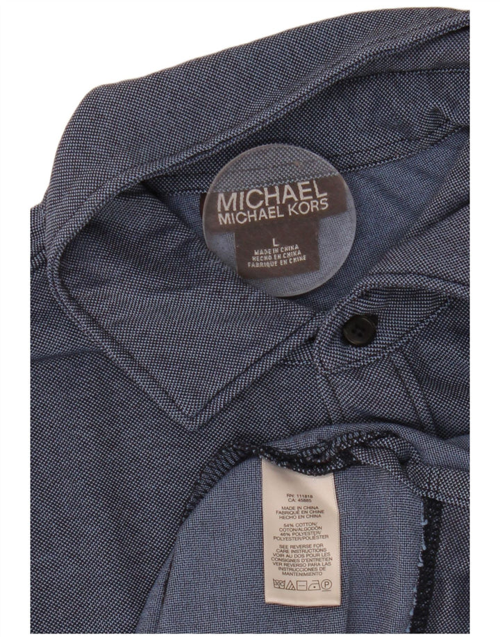 MICHAEL KORS Mens Polo Shirt Large Navy Blue Cotton