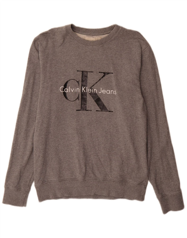 Ανδρικό γραφικό φούτερ Calvin Klein Jeans Jumper Medium Grey Flecked