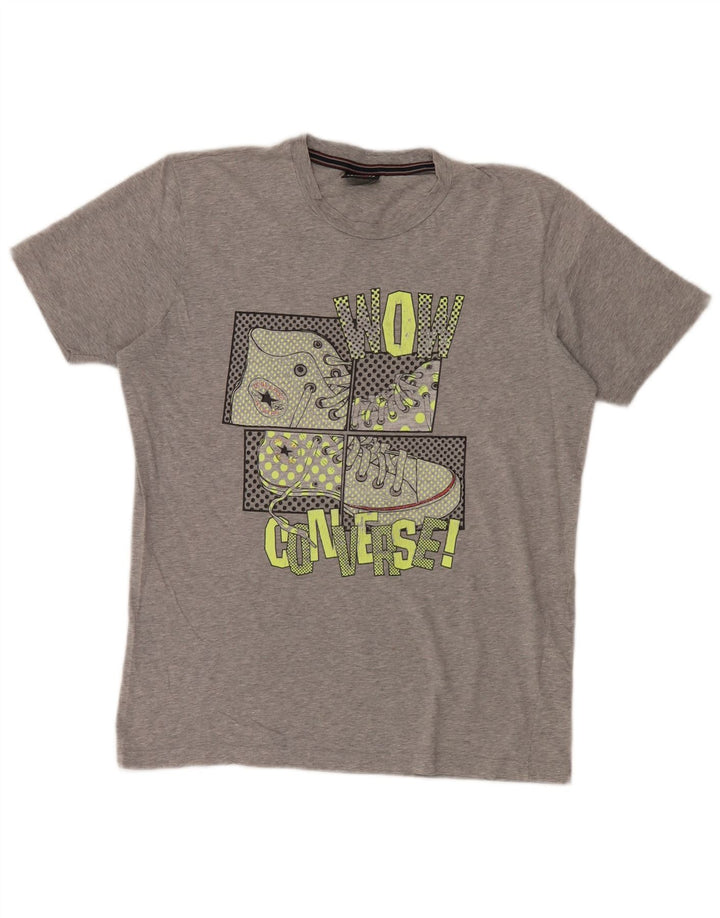 Converse Mens Graphic T-Shirt Top XL Grey Flecked Cotton