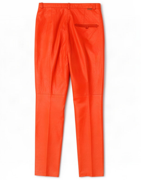 Vintage Womens Slim Leather Trousers EU 40 Medium W30 L31 Red