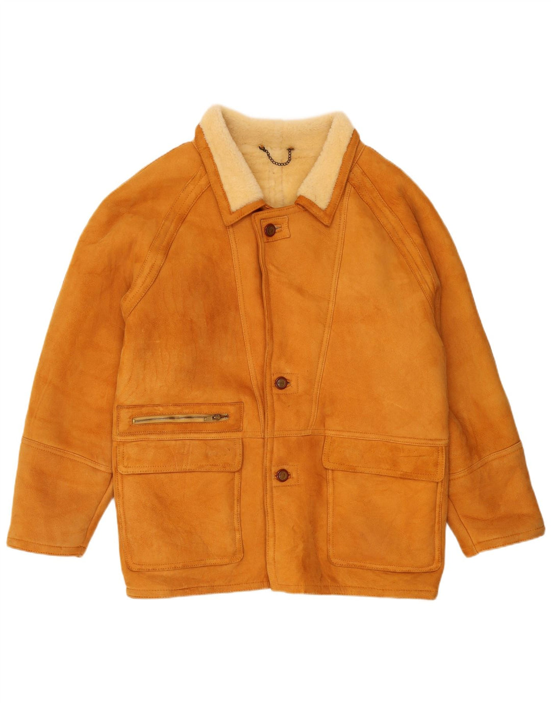 Vintage Mens Shearling Jacket IT 56 XL Brown Shearling