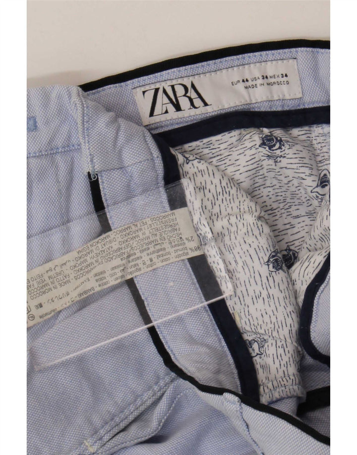 Zara Mens Chino Shorts EU 44 Large W34  Blue Cotton