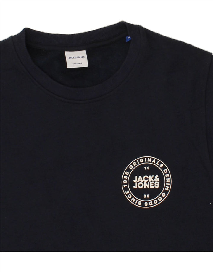 JACK & JONES Mens Sweatshirt Jumper Medium Navy Blue Cotton Vintage Jack & Jones and Second-Hand Jack & Jones from Messina Hembry 