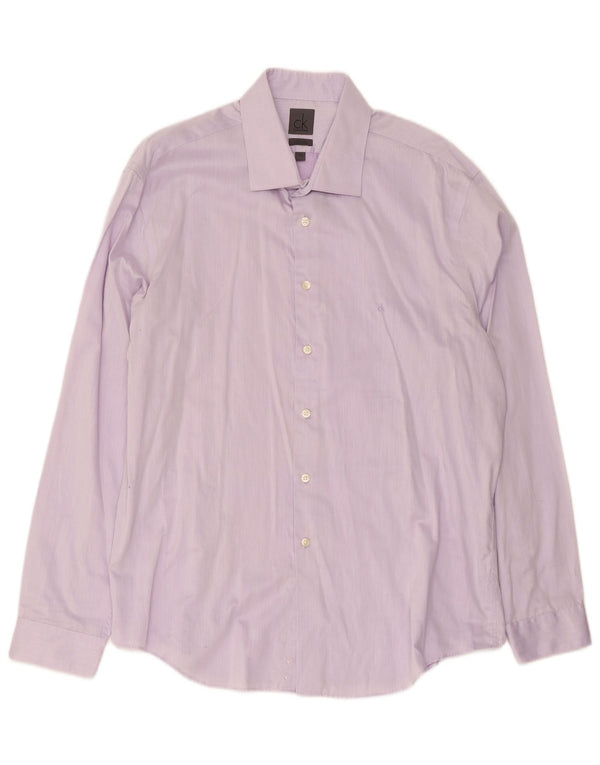 Męska koszula Calvin Klein Slim Fit, rozmiar 44 17 1/2 XL, fioletowa bawełniana w prążki