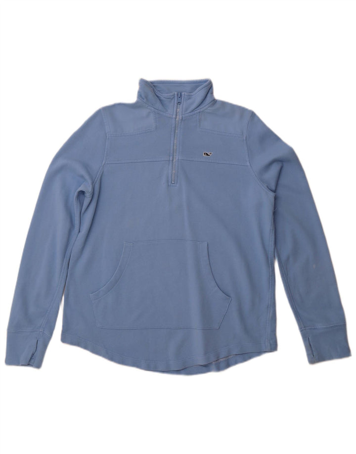 Vineyard Vines Womens Oversized Zip Neck Sweatshirt Jumper UK 10 Small Blue