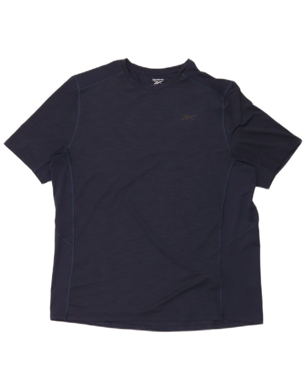 Reebok Herren T-Shirt Top Large Marineblau Polyester