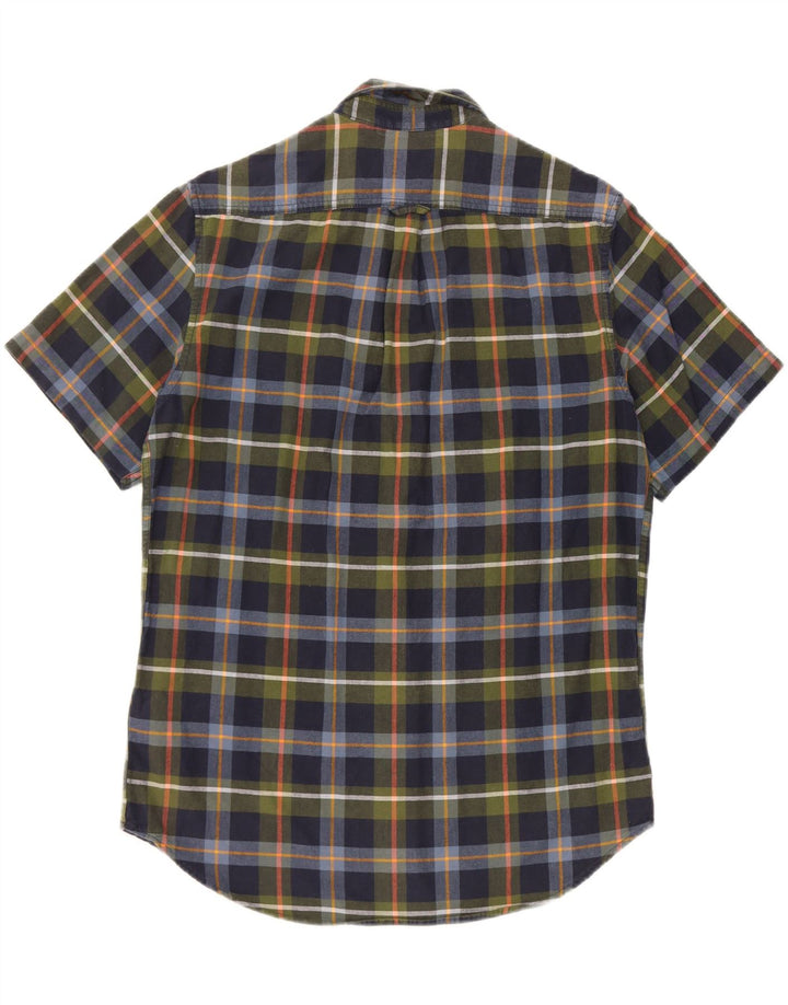 Timberland Mens Short Sleeve Shirt Medium Navy Blue Check Cotton