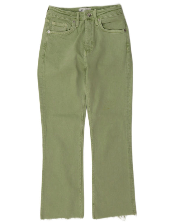 Zara Dame Straight Jeans EU 34 2XS W24 L27 Grøn