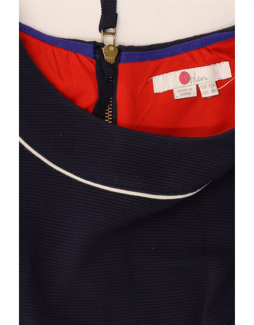 BODEN Womens 3/4 Sleeve Shift Dress UK 12 Medium Navy Blue Cotton Vintage Boden and Second-Hand Boden from Messina Hembry 