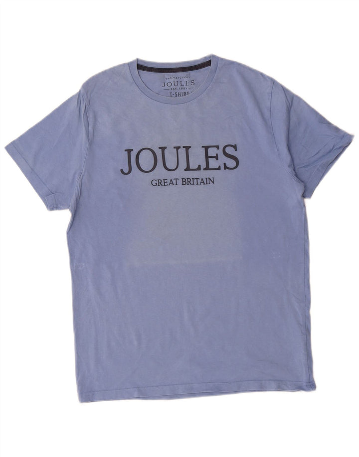 Joules Herre Grafisk T-Shirt Top Medium Blå Bomuld
