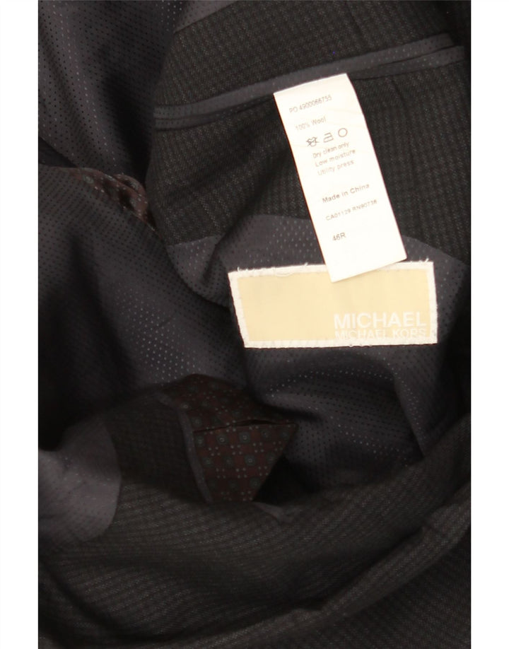 MICHAEL KORS Giacca blazer da uomo a 2 bottoni UK 46 3XL Lana nera