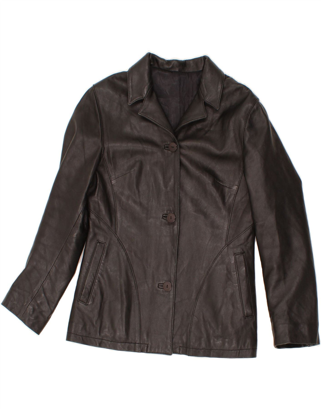 VINTAGE Womens Leather Jacket IT 42 Medium Black Leather Vintage Vintage and Second-Hand Vintage from Messina Hembry 