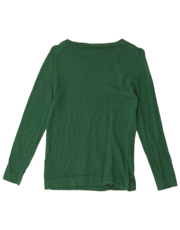 J. Crew Womens Teddie Boat Neck Jumper Sweater UK 6 XS Green Cotton