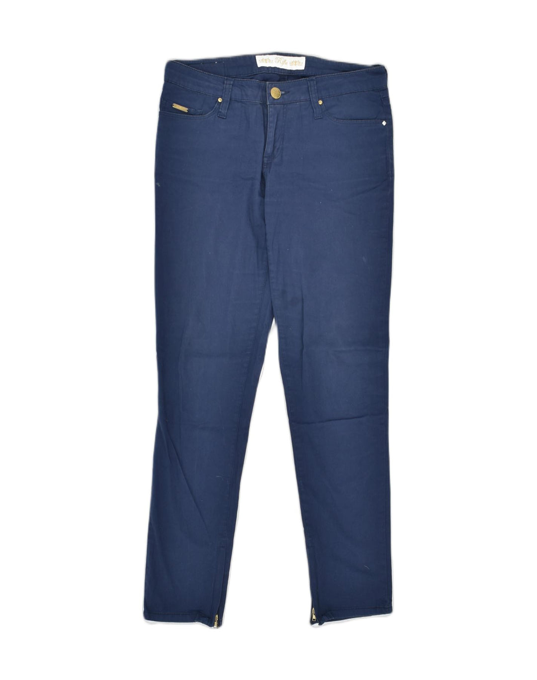 RIFLE Womens Skinny Casual Trousers W30 L29 Navy Blue Cotton | Vintage | Thrift | Second-Hand | Used Clothing | Messina Hembry 