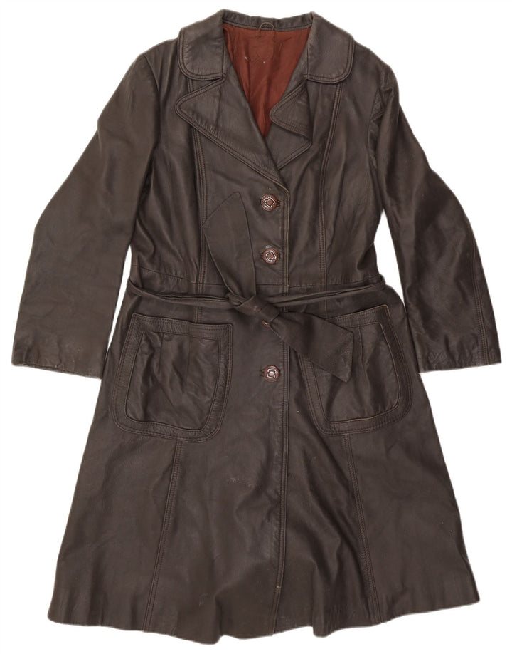 Cappotto in pelle da donna VINTAGE UK 14 Marrone medio