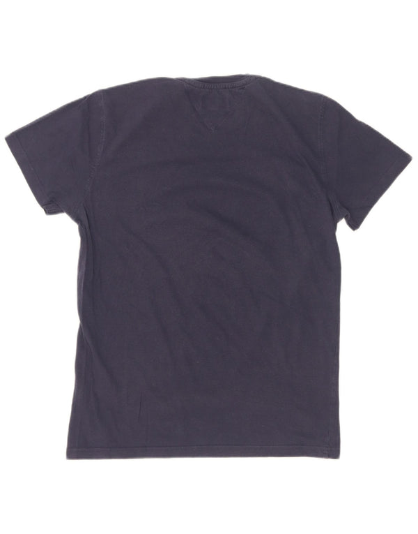 Tommy Hilfiger Womens Graphic T-Shirt Top UK 12 Medium Navy Blue Cotton