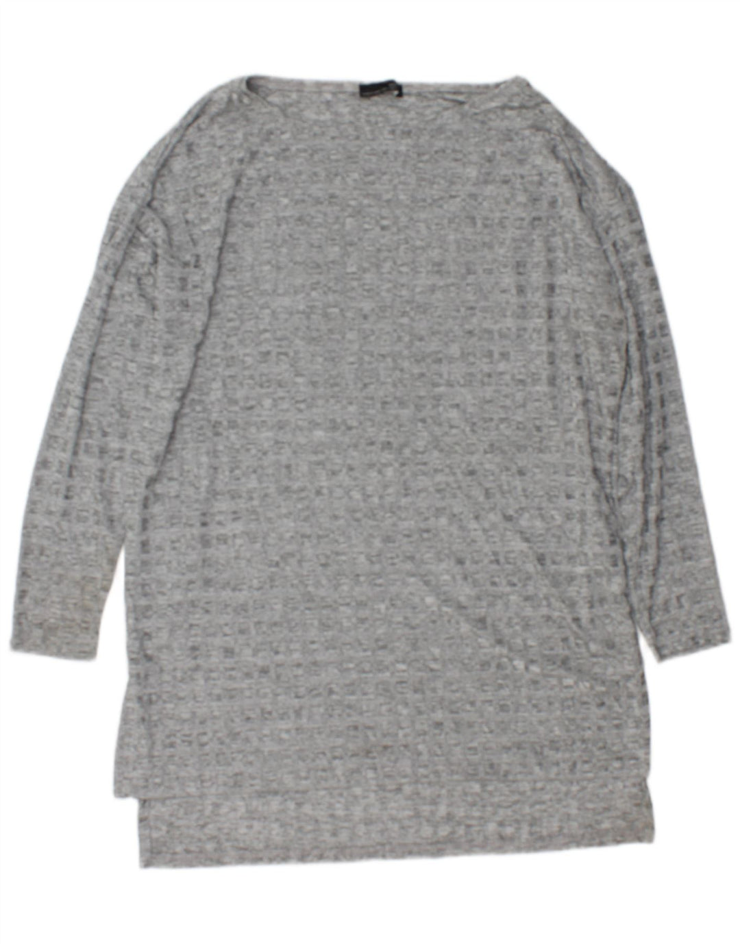 Zara Damen Langarm-Tunika-Oberteil UK 16 Large Grau meliertes Polyester