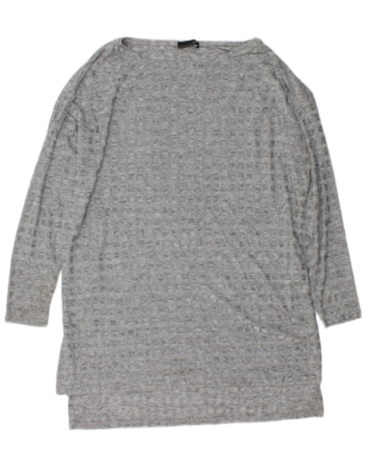 Zara Damen Langarm-Tunika-Oberteil UK 16 Large Grau meliertes Polyester