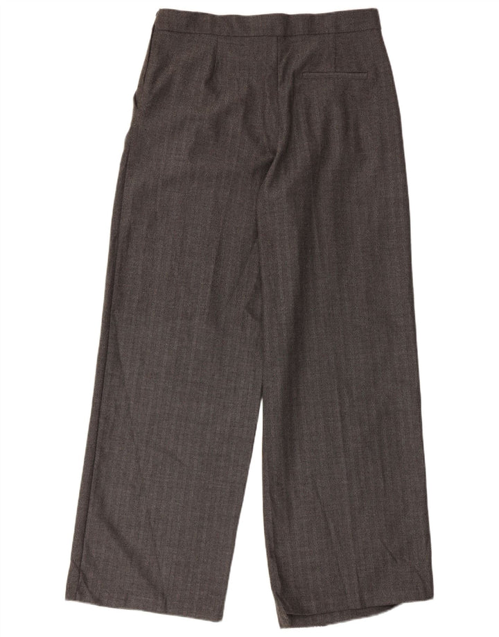Zara Womens Wide Leg Chino Trousers Medium W28 L30 Grey Herringbone