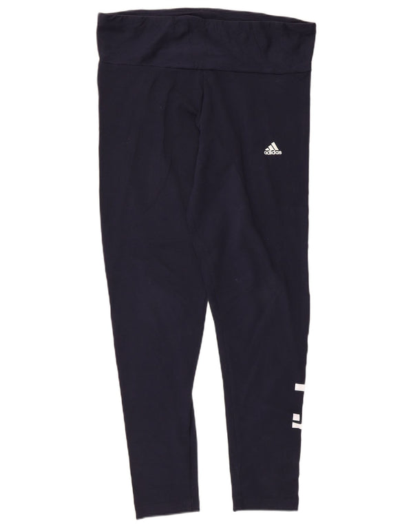 Leggings grafici attillati da donna Adidas UK 16/18 Large in cotone blu navy